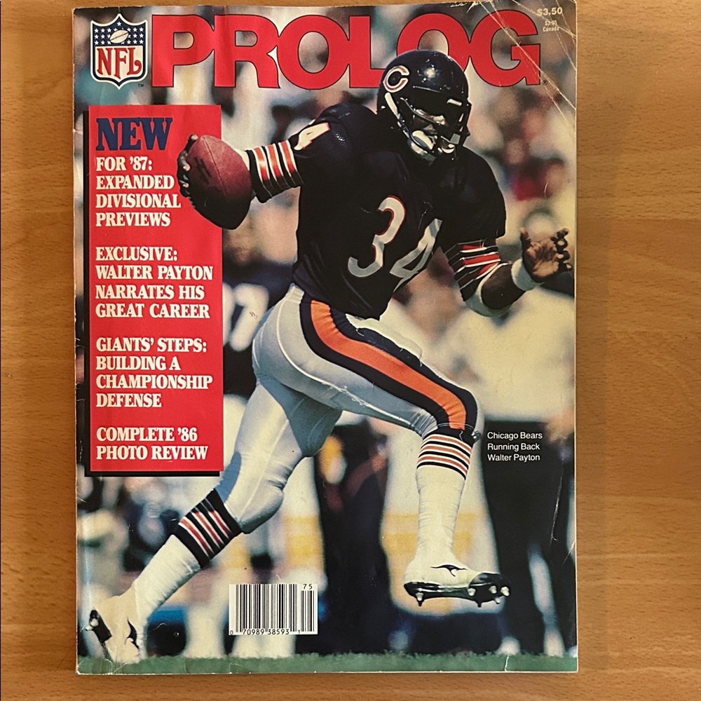 1987 NFL Prolog Magazine Rare Hard to Find Walter Payton Cover Vintage